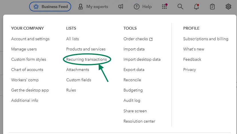 Access memorized transactions in QBO