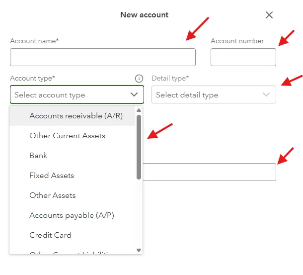 Quickbooks online chart of accounts step 2